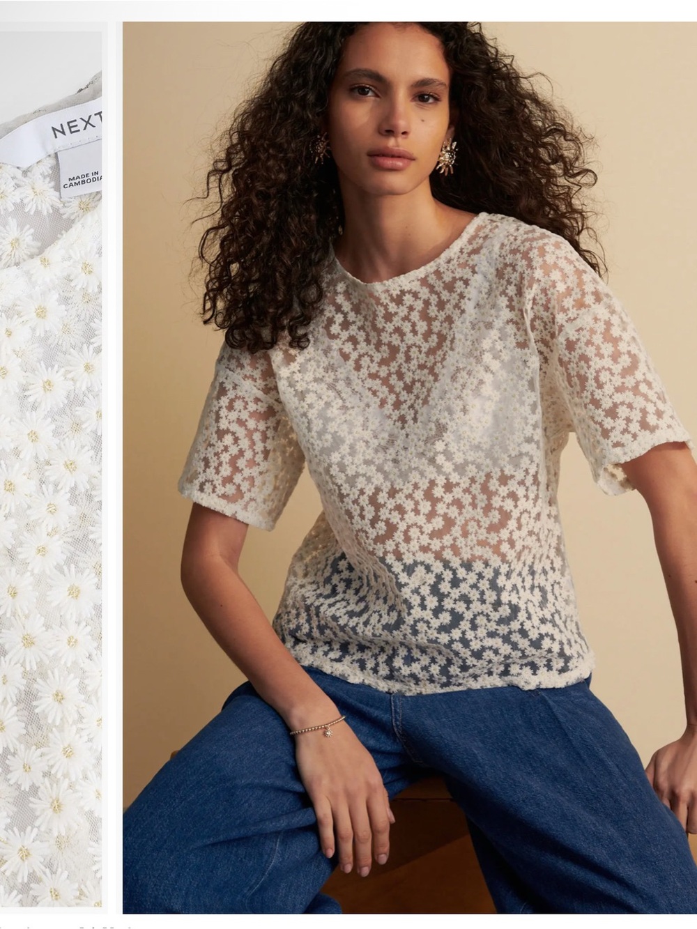 next White Daisy Lace Short-Sleeve Top
